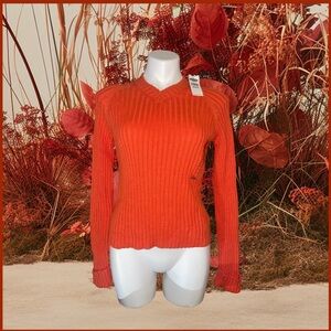 Women’s Old Navy orange knit sweater sz medium